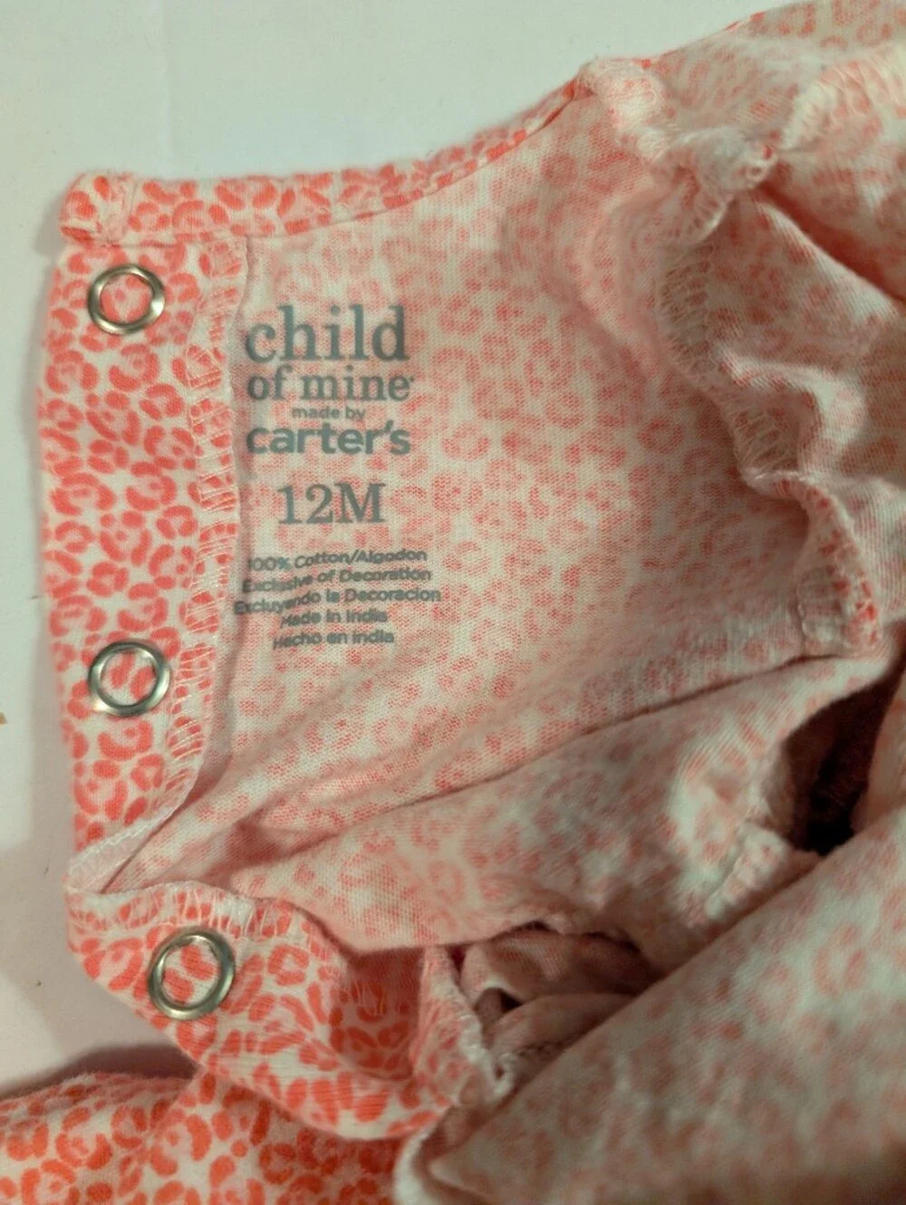 Carter's Girls Coral Pink Giraffe Print Dress with Bloomers Sz 12M